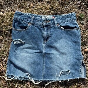 Roxy Blue Distressed Denim Mini Skirt